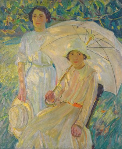 Witte parasol door Helen Galloway McNicoll